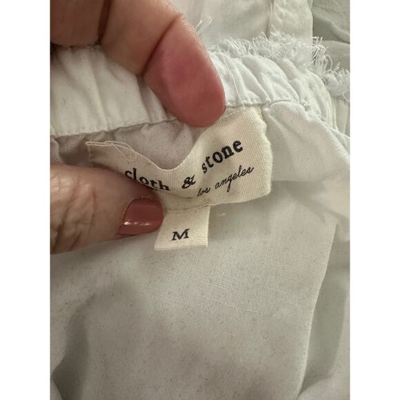 CLOTH & STONE Anthropologie White Raw-Hem Strapless Cropped Jumpsuit - Sz L - Picture 4 of 5